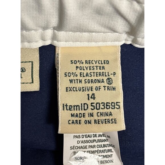 L.L.Bean Girls Navy Swim Shorts Size 14 With Pocket & White Trim - Picture 4 of 9